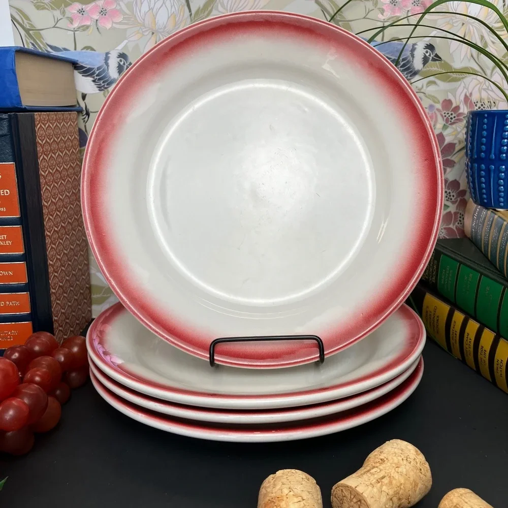 Homer Laughlin Best China Red Airbrush Rim 8.75